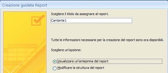 Appare l ultima lti finestra di dialogo della creazione guidata.