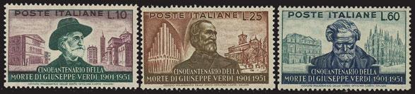 274 1951 - Giuseppe Verdi, serie 3 valori