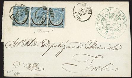 1889 e 30 centesimi per la raccomandazione oltre all affrancatura ordinaria; come da indicazione manoscritta la missiva