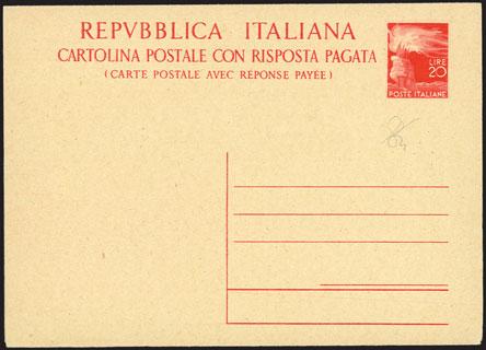 , soprastampa blu - Splendida (C119) E 500,- E 350,- REPUBBLICA Cartoline