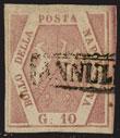 Sorani (8) E 30,- 19 1858 - gr 5 carminio rosa, I Em.