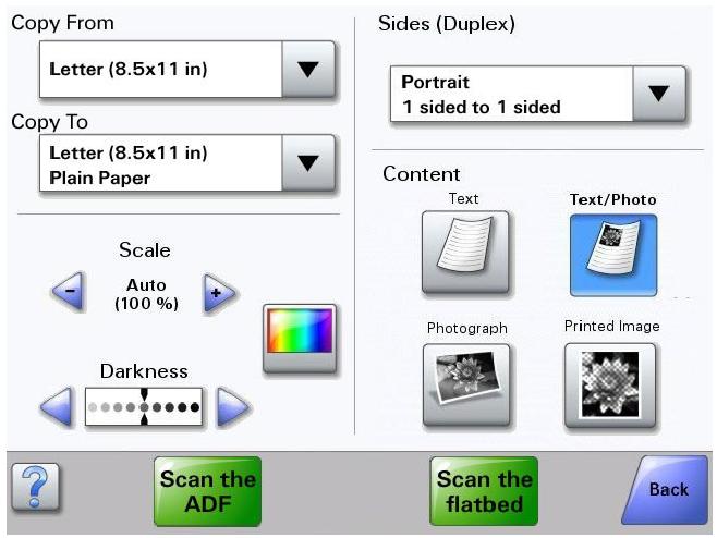 Informazioni sulla stampante MFP Uso dei pulsanti del touch screen LCD La sezione riportata di seguito fornisce informazioni su come spostarsi tra le diverse schermate.