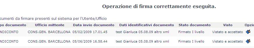 I messaggi relativi alla corretta conclusione della firma digitale, o del rifiuto, sono sempre riportati nella testata delle pagine: 4.