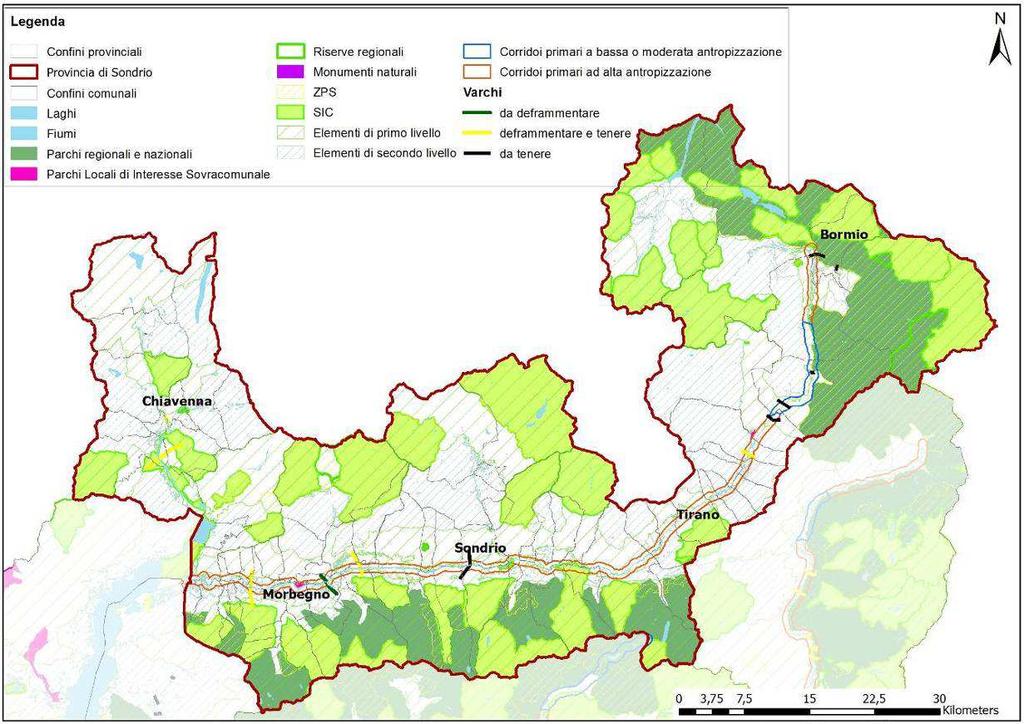 Figura 17: Schema di Rete Ecologica Regionale in corrispondenza del