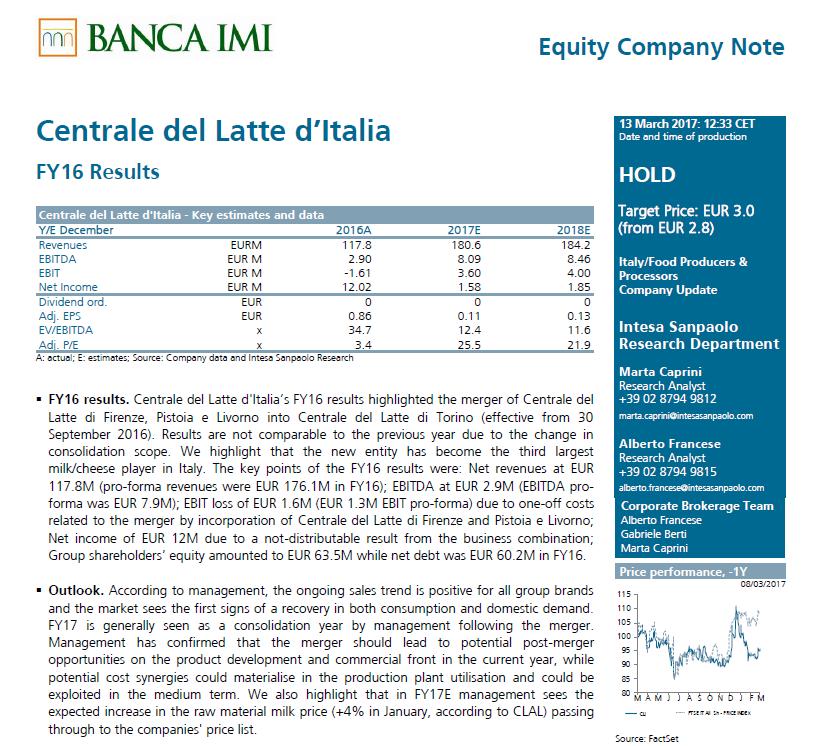 Equity Company note La versione completa della Nota è disponibile all indirizzo: http://centralelatteitalia.