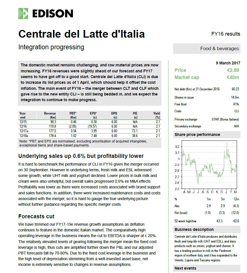 Equity Company note La versione completa della Nota è disponibile all indirizzo: http://centralelatteitalia.