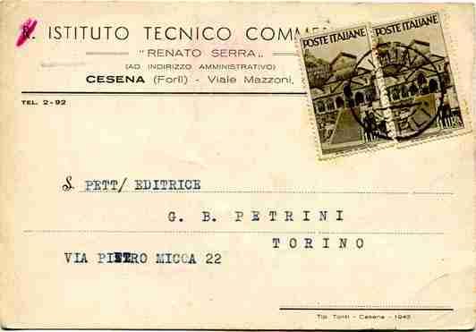 .. 120,00 380 + Avvento Lire 1 n. 566 due esemplari su cedola di commissione libraria da Rimini a Torino il 20.5.47 - Non comune nel breve periodo II tariffario repubblica.