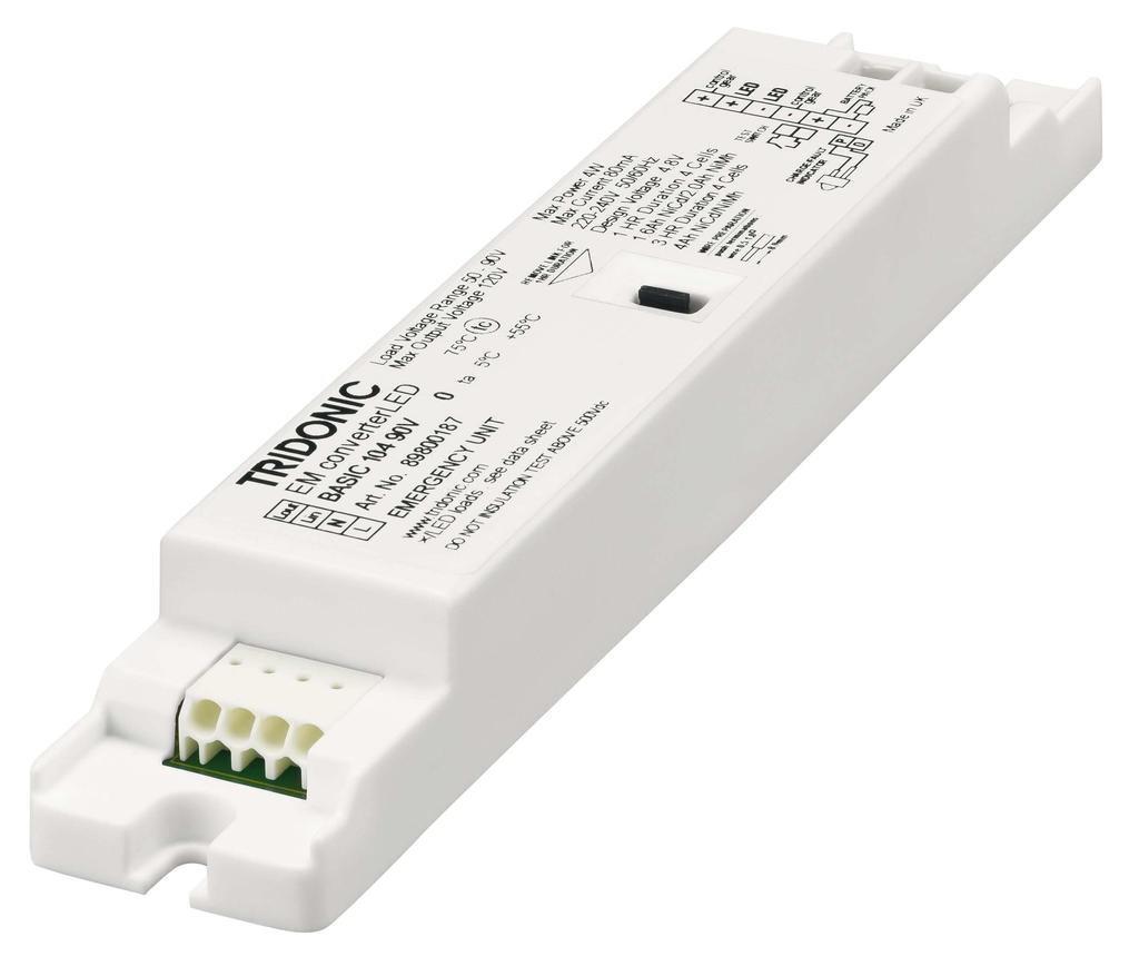 Nuovi dispositivi per illuminazione d emergenza EM converterled BASIC 50V e 90V Egregio Cliente, Tridonic presenta i nuovi EM converterled BASIC dedicati all illuminazione d emergenza con moduli LED,