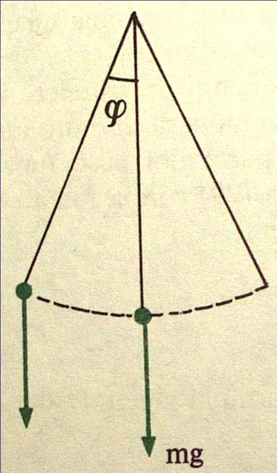 Movimento a pendolo Centro di sospensione o vincolo: O Lunghezza del pendolo: OM E in equilibrio quando la forza di gravità passa