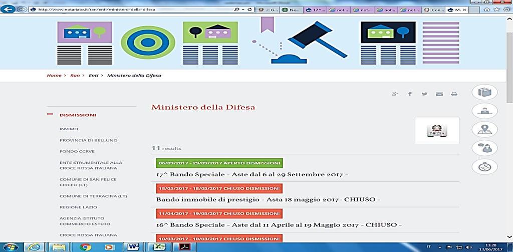 it/ran/enti/ministero-della-difesa il quale rimanda alla pagina web riportata in figura.