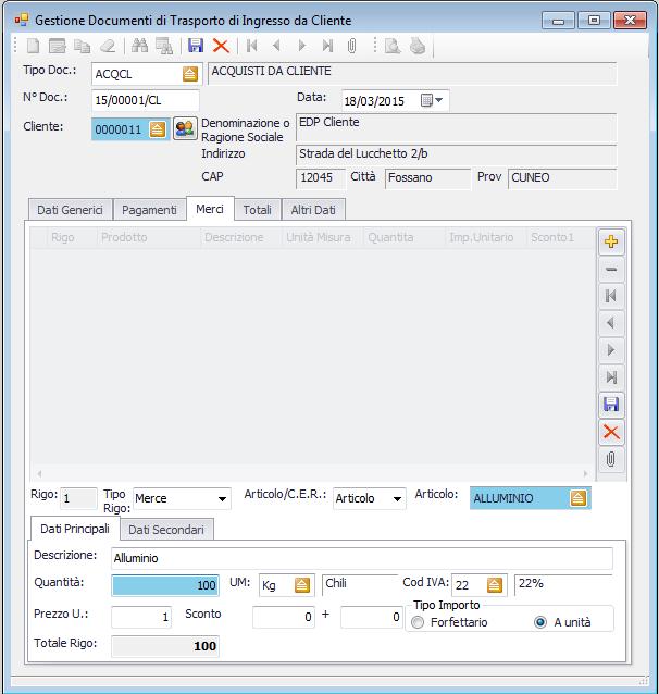 DDT D INGRESSO DA CLIENTE (MPS, CER) Manuale DDT Ingresso Cliente - Versione 17.04 Voci di menu: DDT & Interventi > DDT IN INGRESSO DA CLIENTI (MPS, CER) > DDT d Ingresso da Clienti.