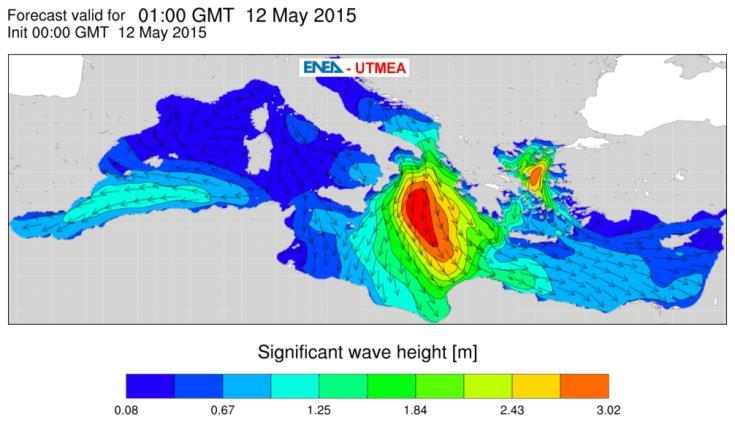 italiane Modelli per la previsione dell energia associata al moto ondoso, per l intera area Mediterranea ad una risoluzione di 1/32 e per alcune aree costiere