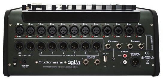 MIXER DIGITALE DIGILIVE 16 La quarantennale esperienza della Studiomaster unitamente alle nuove tecnologie ha dato vita ad un mixer digitale compatto con interfaccia utente ibrida unico nella propria