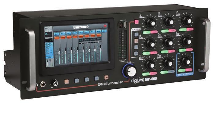 MIXER DIGITALE AMPLIFICATO DIGILIVE 16P-600 Il digilive 16P-600 racchiude tutte le potenzialità e la flessibilità del digilive 16 in una untità compatta montabile a rack dotata di amplificatore