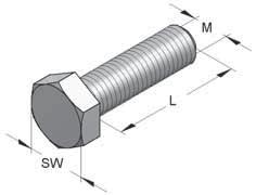 Vite a testa esagonale in accordo a DIN EN ISO 4017 Materiale: Acciaio Filetto: M8, M10, M12 Finitura: Zincatura galvanica (GALV) 1) Lunghezza: da 16 a 60 mm Classe: 8.