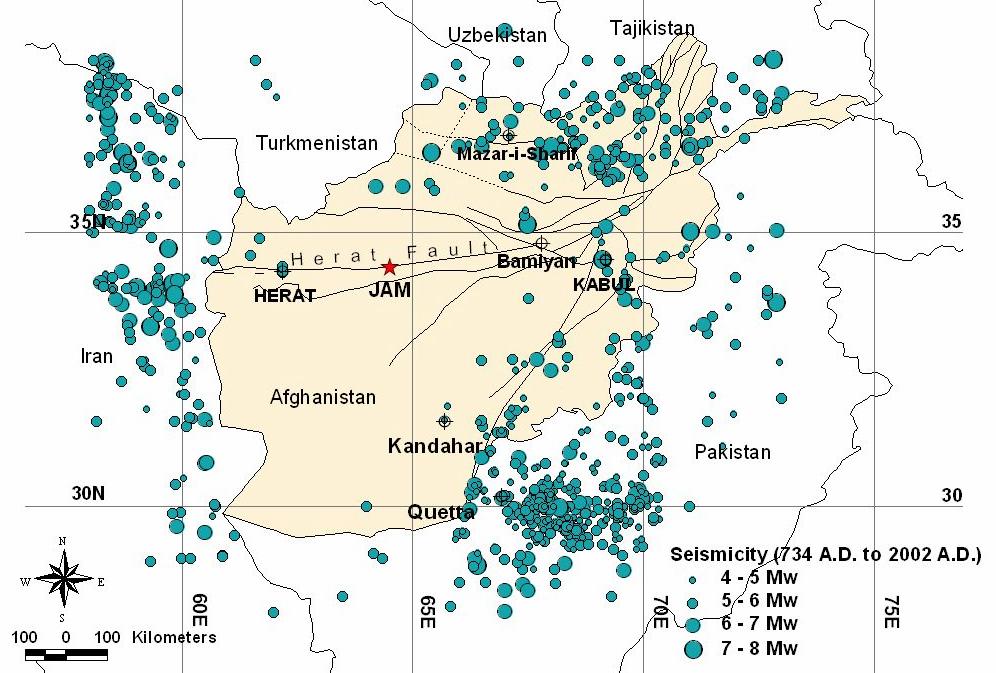 Input sismico al sito archeologico di Jam (Afghanistan) Sismicità storica e strumentale