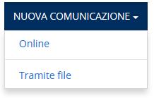 Analogamente, la voce di menu Nuova Comunicazione di infortunio mostra le sottovoci di menu: 1. Online 2.