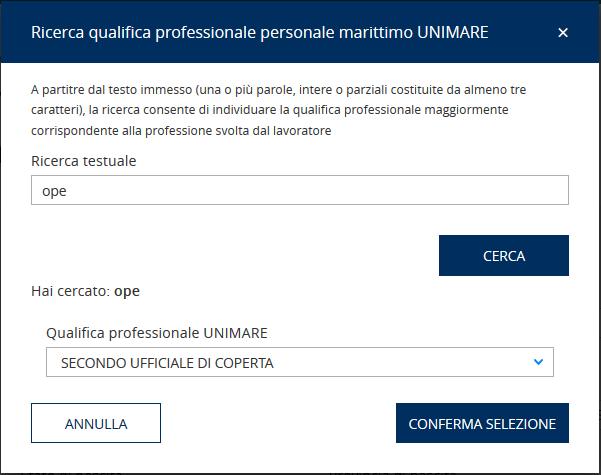 Nell apposito campo per la ricerca testuale è necessario inserire almeno tre caratteri (ad es. MAR), ovvero il numero minimo per impostare la ricerca.