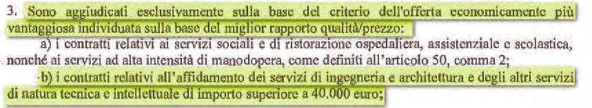 Codice appalti 2016 Art. 95 c.