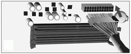 Collegare il connettore di alimentazione principale a 24 pin alla scheda madre. Collegare il connettore a 4+4 pin o a 8 pin per la CPU.