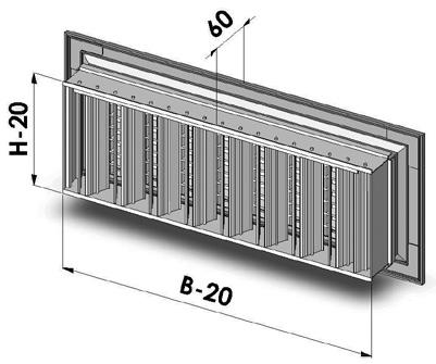 Accessori SC - serranda di taratura a contrasto con serranda a movimento contrapposto e con alette parallele al lato corto, costruita interamente in alluminio, azionabile tramite cacciavite dalla