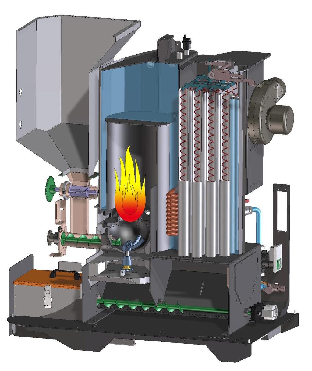 Termoboiler MAXI 35 47 Kw SERBATOIO PELLET 70 Kg ACQUA