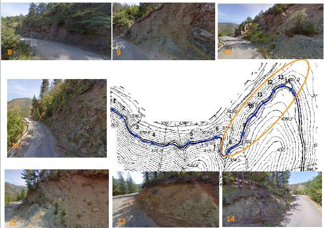 S.P. 76 TIGLIETO-OLBICELLA Il secondo tratto di strada ha una lunghezza complessiva di circa 300 metri e le seguenti caratteristiche: Fronti di sbancamento di