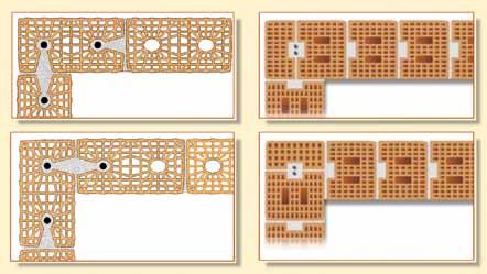 giunti verticali di malta; Posa facilitata per possibilità di ruotare il blocco tra due armature attigue; Disponibilità pezzi a rottura facilitata (fra loro fungibili).