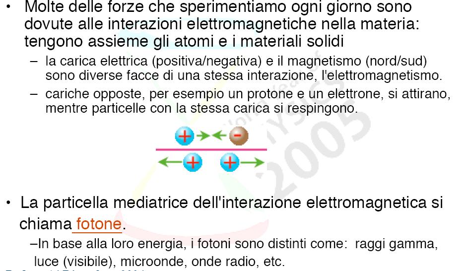 L interazione elettromagnetica Per la forza elettromagnetica la teoria di