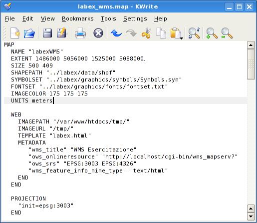 MapServer WMS Server La configurazione come WMS server avviene tramite la definizione di opportuni parametri nel MapFile A livello dell oggetto MAP si