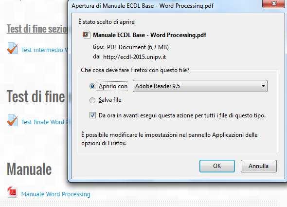 Manuali didattici La piattaforma mette a disposizione degli studenti anche i manuali in formato.pdf dei moduli del corso.