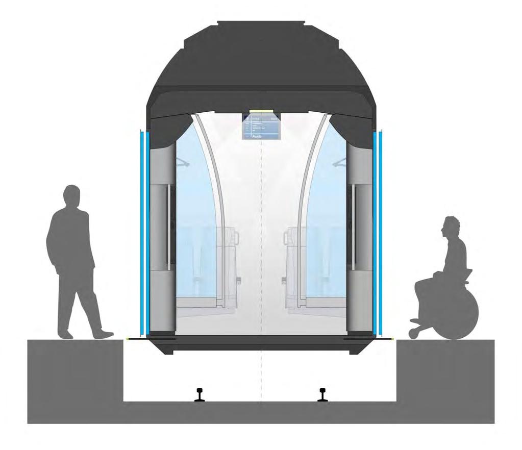 FLIRT 3 :comfort per tutti, senza barriere I passeggeri diversamente abili possono facilmente salire a bordo del treno grazie al pianale allineato «a raso» con le banchine da 550 mm.