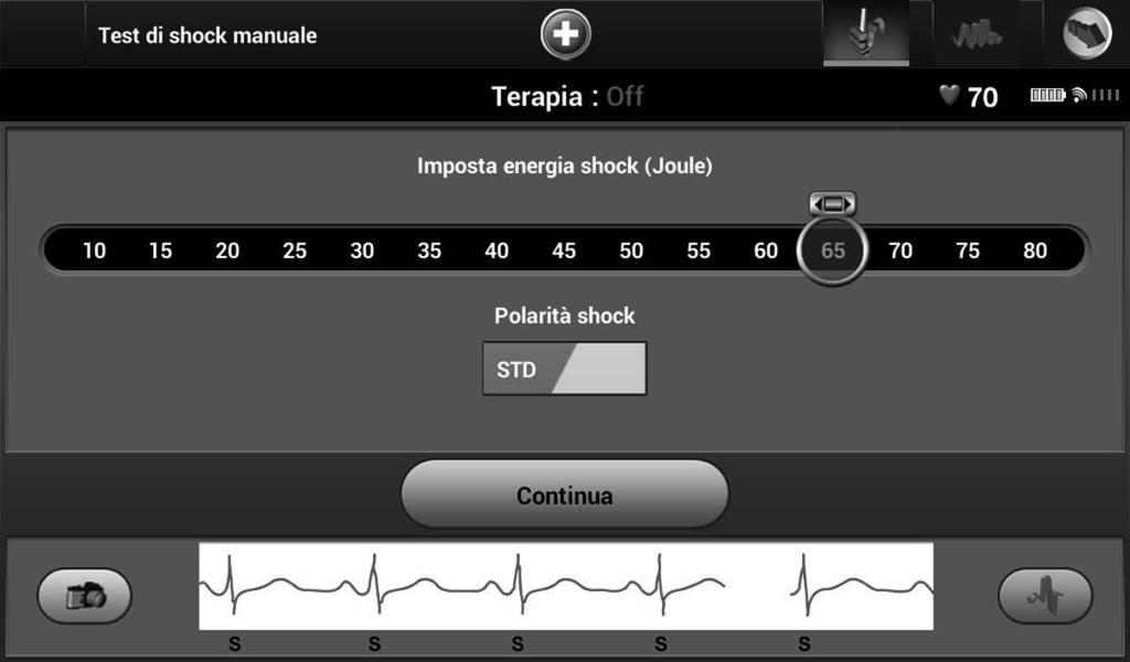 Qualora non sia possibile erogare la scossa, apparirà una schermata rossa con il messaggio The Shock could not be delivered (Impossibile erogare la scossa).