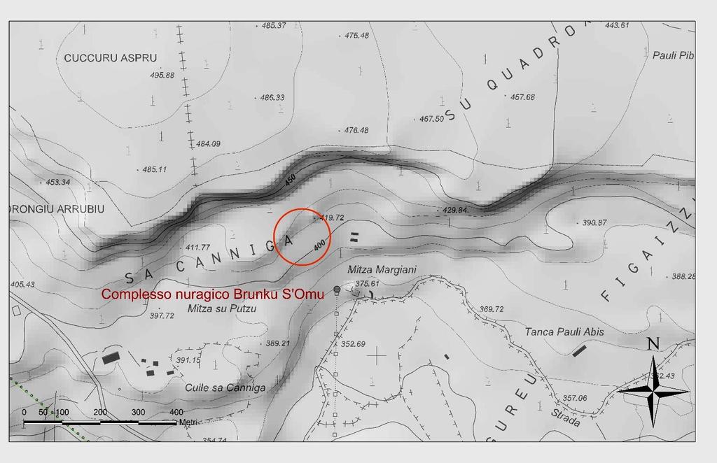 individuati due pozzi nuragici, nelle vicinanze dell area archeologica di Brunku ʼe S Omu (Locci e Usai 2008).