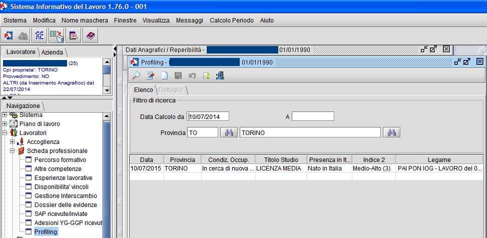 Al momento del l apertura del PAI il sistema richiede l inserimento del profiling.