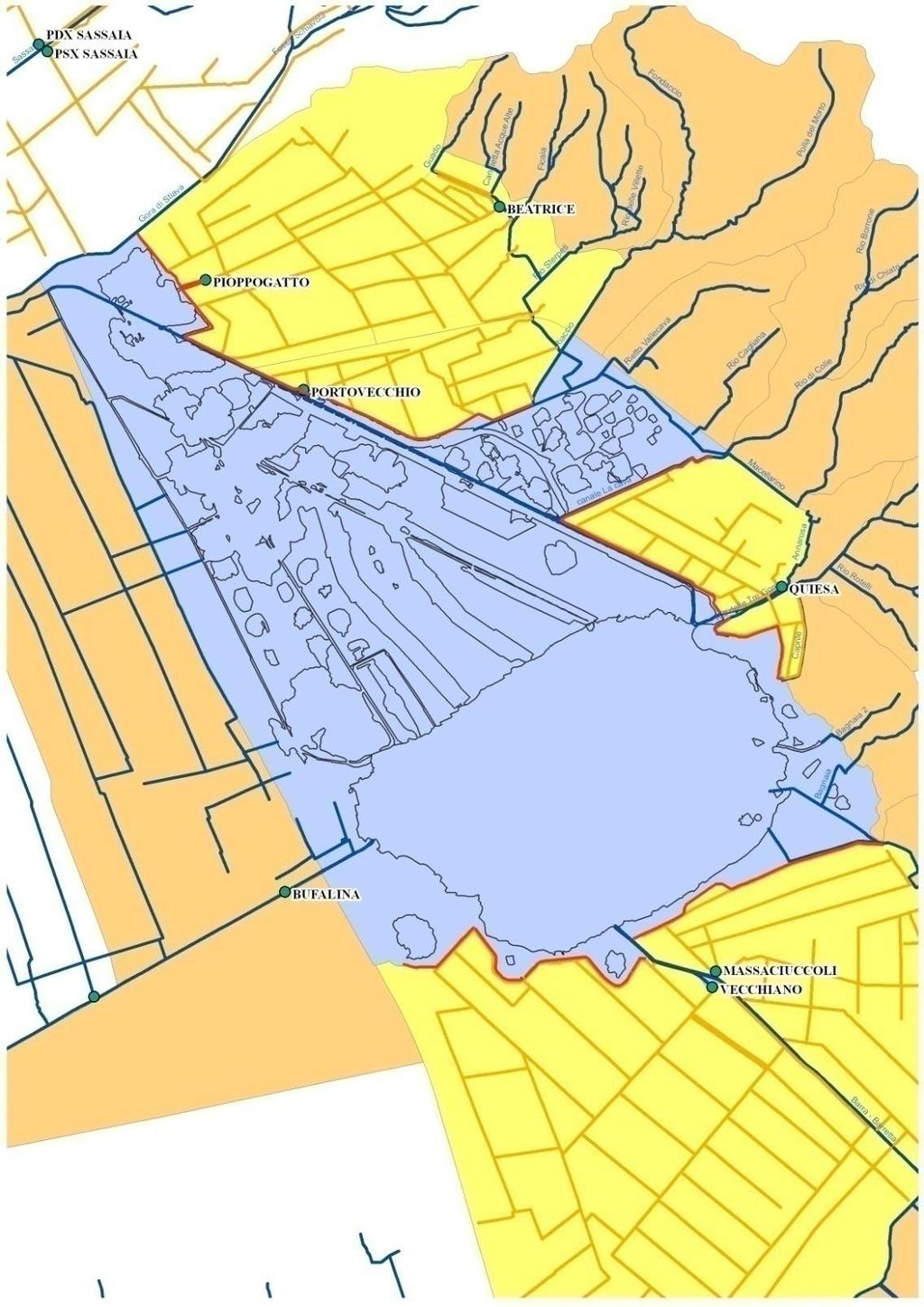 Sup. complessiva (km 2 ) Acque alte ~ 41 Bonifiche ~ 32 Lago e pertinenze dirette ~ 23