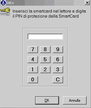 Fig. 11 Il programma prevede l utilizzo della smart card e l inserimento del codice Pin che permette di