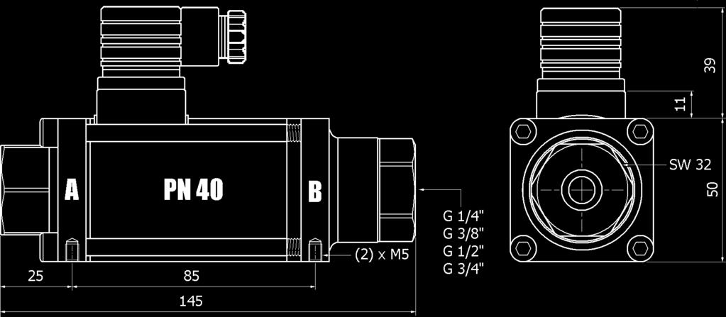 Temperature Temperatura Ambiente Ambient Temperature Viscosità Fluido Fluid Viscosity Terminali Filettati G 1/4"... G 3/4" Threaded Ports G 1/4"... G 3/4" 10 mm.