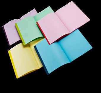 58 WRITING Quaderni EcoQua Colore EcoQua Colore è confezionato con carta ecologica Copy Tinta da 80 g/m², prodotta con il 100% di cellulosa ECF, certificata FSC proveniente da foreste gestite secondo