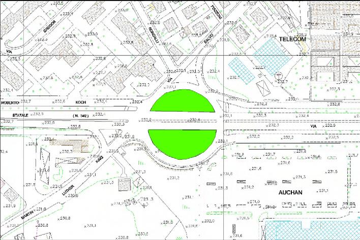 SCHEDA N 4 ROTONDA TRA VIA CARDUCCI E VIALE SALVO D ACQUISTO ANALISI URBANA DELLO SPAZIO PUBBLICO estratto fotogrammetrico scala 1 : 2000 LOCALIZZAZIONE E CONTESTO DI RIFERIMENTO