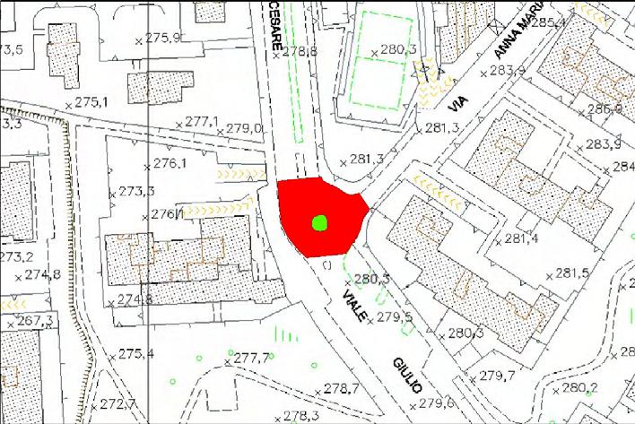 SCHEDA N 1 ROTONDA DI MONTEROSSO TRA VIALE GIULIO CESARE E VIA MOZZONI ANALISI URBANA DELLO SPAZIO PUBBLICO estratto fotogrammetrico scala 1 : 2000 LOCALIZZAZIONE E CONTESTO DI RIFERIMENTO :