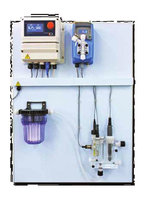 Sistemi di dosaggio Sistema digitale con cella amperometrica chiusa ECL3S/10 e PEF1 PA-LDPHCLV & PA-LDPHBR Utilizzo con lambitore o elettrolisi salina. Vasche medie dimensioni. 1 2 1.