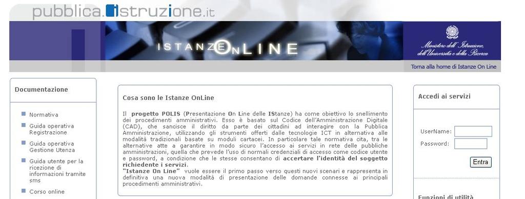 Istanze on line.