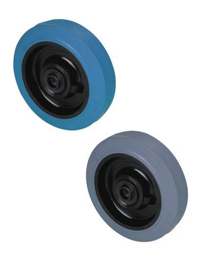 Serie NG - NH RUOTE NUCLEO POLIAMMIDE ANELLO GOMMA BLU O GRIGIA ELASTICA ANTITRACCIA POLYAMIDE CENTRE WHEELS WITH BLUE OR GREY NON-MARKING ELASTIC RUBBER TYRES -Anello in gomma blu ELASTICA