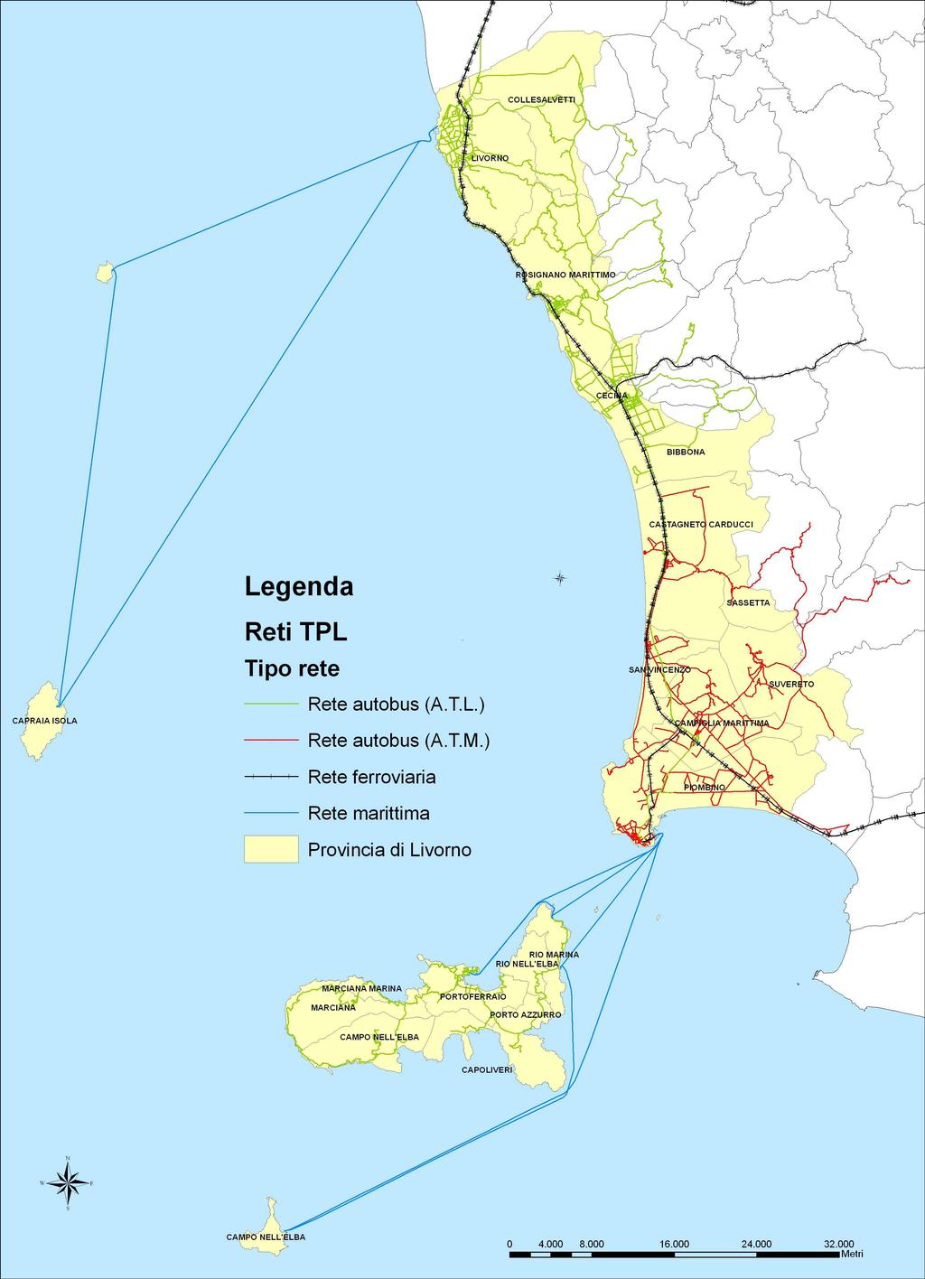 La rete del Trasporto Pubblico (fonte: Osservatorio provinciale della