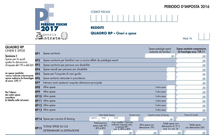 Come abbiamo già avuto modo di dire precedentemente gli oneri che danno diritti a detrazioni di imposta nella misura del 19% e del 26% sono indicate nella Sezione I del