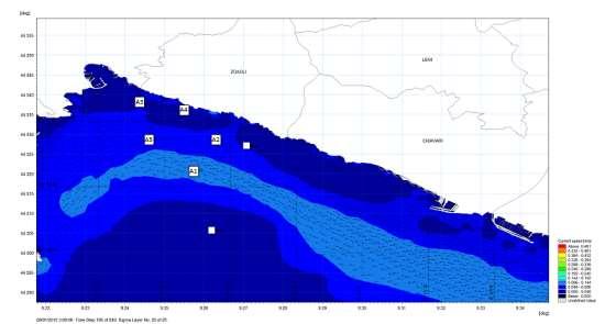 Naufragio di Zoagli Prima ipotesi di deriva dei corpi incompatibile con la previsione del modello idrodinamico MIKE HD Genova e Tigullio Punto LATITUDINE LONGITUDINE A1 44 19.257'N 009 15.