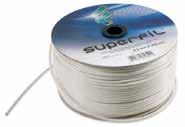 Cavetti per Stendere Clotheslines SUPERFIL Cavetto Ottonato Rivestito con PVC Bianco White PVC Coated BrassPlated Steel Clotheslines Type Tipo Ø mm. m. 00 Superfil Superfil 0 Ottonato/Brasspl.