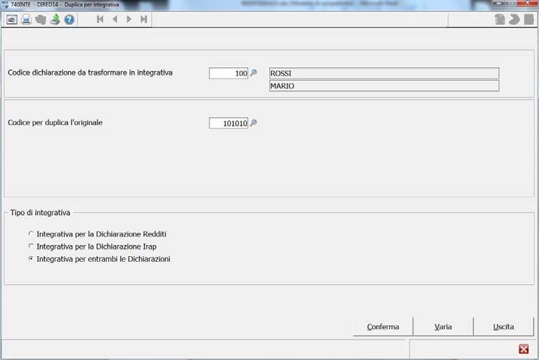 Pertanto, una volta indicato il codice della dichiarazione originale, che poi diverrà il codice della Dichiarazione Integrativa ( Codice dichiarazione da trasformare in Integrativa ) ed una volta