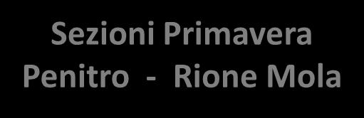 IL CURRICOLO CONTINUO Sezioni Primavera Penitro - Rione Mola Sezioni con tempo-scuola: 8,00-16,00, dal lunedì al venerdì.